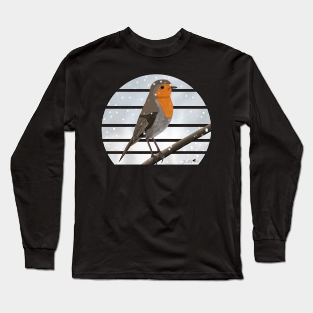 Robin Winter Snow Bird Watching Birding Ornithologist Gift Long Sleeve T-Shirt by jzbirds